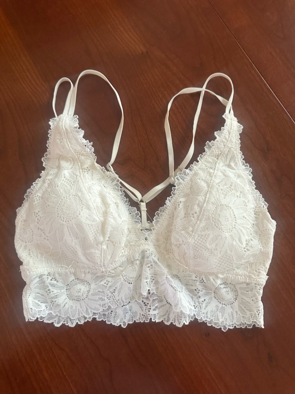 Aerie white lace floral bralette size xs
